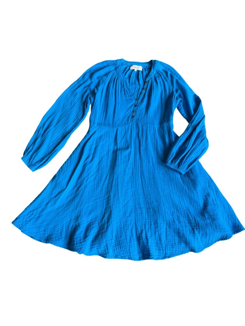 Xirena Blue Cotton Gauze Boho Mini Dress Long Sleeve Silhouette X-Small Women's